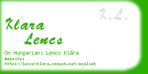 klara lencs business card